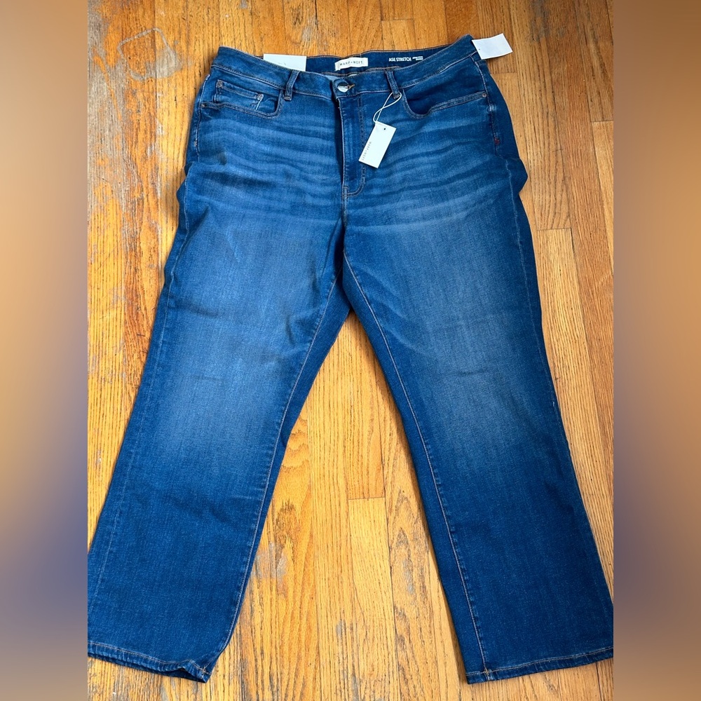 Warp + Weft Dark Blue Straight-Leg Jeans